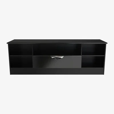 The Range Camden Ready Assembled Wide 1 Drawer TV  Media Unit - Black Gloss & Black