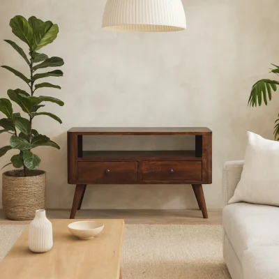 The Range Bera Solid Mango Wood TV Cabinet in Chestnut - Brown