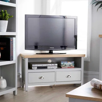 The Range Avon 2 Drawer Corner TV Stand Storage Unit - Grey - Grey