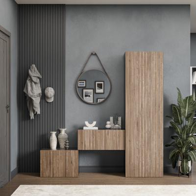 The Range Stavanger  Wall Mounted Entertainment Center - Black and Alina Pattern