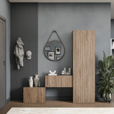 The Range Stavanger  Wall Mounted Entertainment Center - Black and Alina Pattern