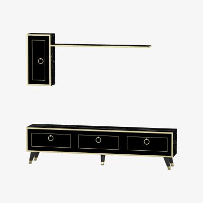 The Range TV Stand and Entertainment Center with Cabinets Frida - Black Marble & Gold