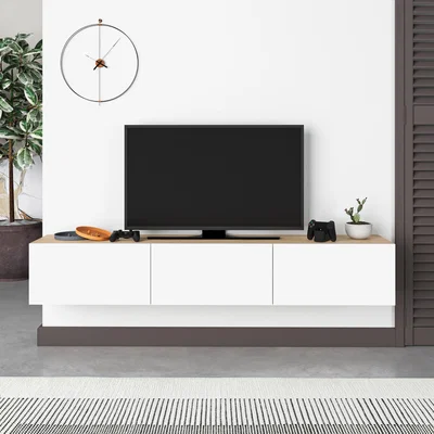 The Range Francy Modern TV Stand Multimedia Centre TV Unit 180 - Oak - White