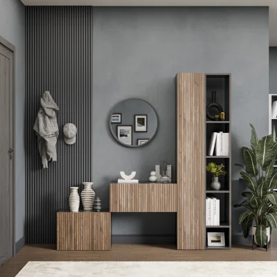 The Range Siena Wall Mounted Entertainment Center - Black and Alina Pattern