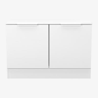 The Range Plymouth Ready Assembled Compact 2 Door TV  Media Unit - White Matt & White