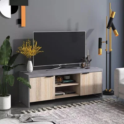 The Range 120cm TV Storage Media Unit - Grey and Natural