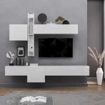 The Range Toledo Wall Mounted Entertainment Center - High gloss White