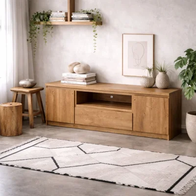 The Range Hemingway Natural Effect TV Unit with 1 Drawer and 2 Doors - Brown