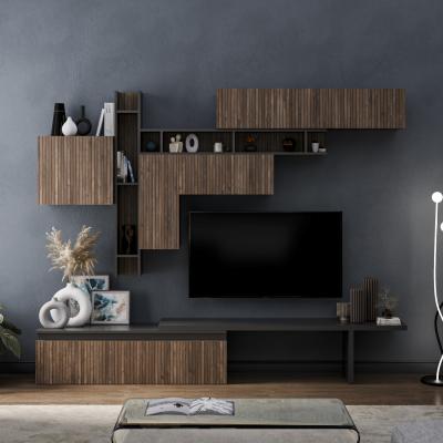 The Range Maastricht Wall Mounted Entertainment Center - Black and Alina Pattern