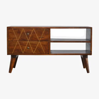 The Range Geometric Brass Inlay Media Unit - Orange