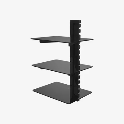 The Range Triple Shelf AV Shelving Glass - Black