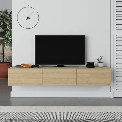 The Range Francy Modern TV Stand 180 - Ash Green - Oak