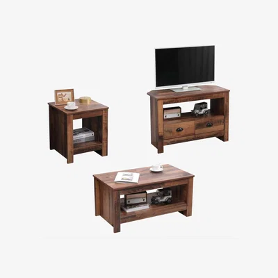 The Range Wooden Living Room furniture - Match brown / Lamp Table, Coffee Table, TV Unit