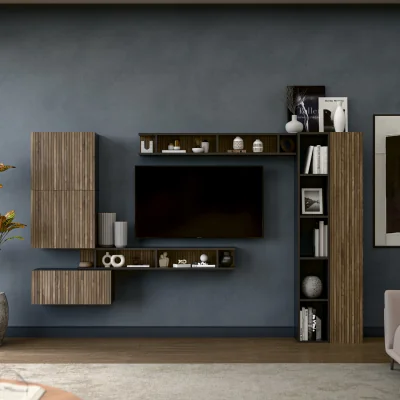 The Range Lucky Wall Mounted Entertainment Center - Black and Alina Pattern