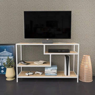 The Range Robbins 120cm Wide Tv Stand Sapphire Oak and White - Sapphire Oak
