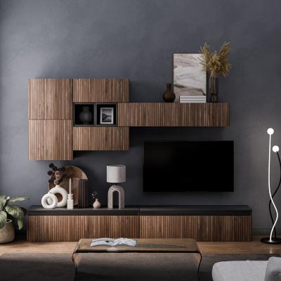 The Range Aveiro Wall Mounted Entertainment Center - Black and Alina Pattern
