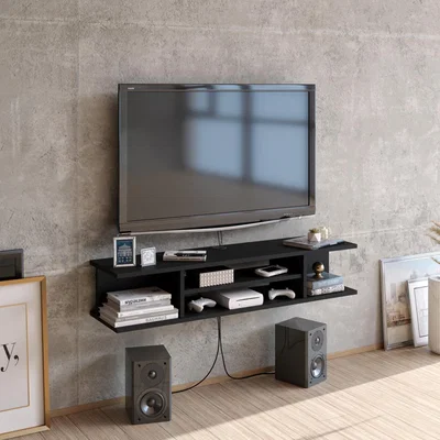 The Range Pivottini Floating Wall Mounted Black TV Stand  - Black