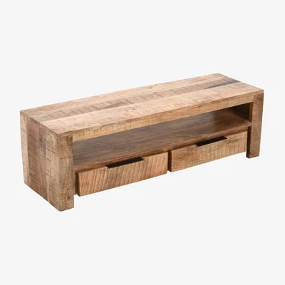 The Range Merlin Mango Wooden Tv Stand With 2 Drawers - Wood