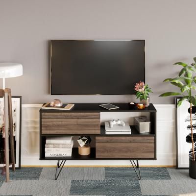 The Range Black and Walnut Kerby Multi-Functional 120cm Wide TV Unit - Walnut and Black