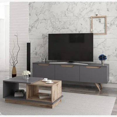The Range Concept Living Room Tv Set - Walnut and Anthracite