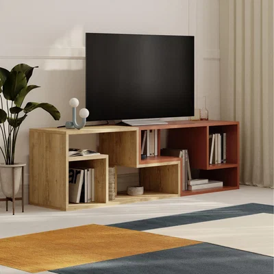 The Range Glis Modern Corner TV Unit with Adjustable Shelves - Oak - Cinnamon