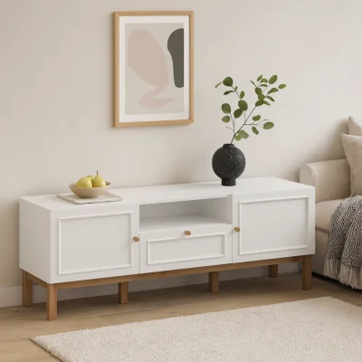 The Range Turku Light and TV Unit 2 Doors 1 Drawer - Natural and Grey