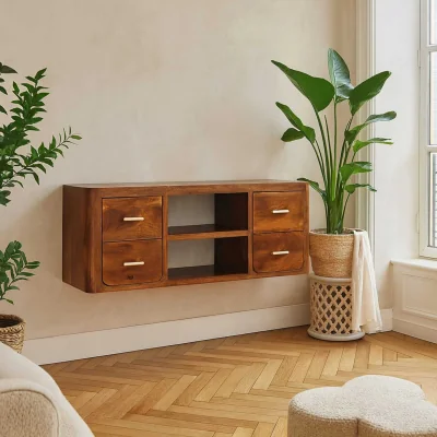 The Range Rochefort En Terre Mango Wood TV Media Unit Chestnut - Brown