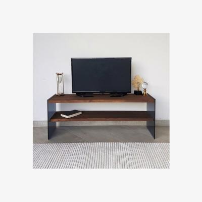The Range Solid Wood and Glass TV Unit Tv100 Smoked Walnut - Smoked & Walnut