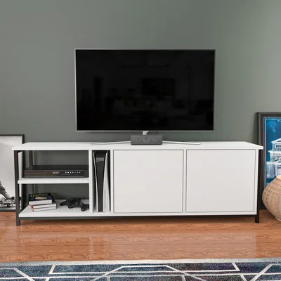 The Range Primrose Wide Tv Stand - White and Black - White