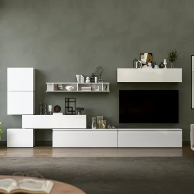 The Range Dijon Wall Mounted Entertainment Center - High gloss White