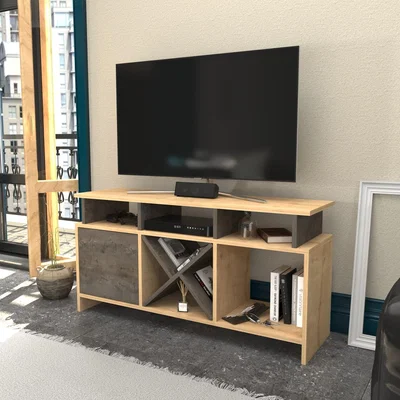 The Range Auburn 120 cm Wide TV Unit TV Stand with Shelves - Sapphire Oak Pattern & Wenge Pattern