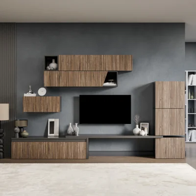 The Range Ceko Wall Mounted Entertainment Center - Black and Alina Pattern