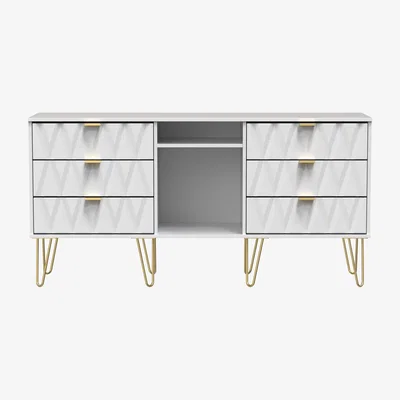 The Range Diamond 6 Drawer TV Unit - White Matt