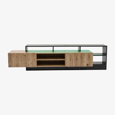 The Range TV Stand with 2 Cabinets and Open Shelves - oak