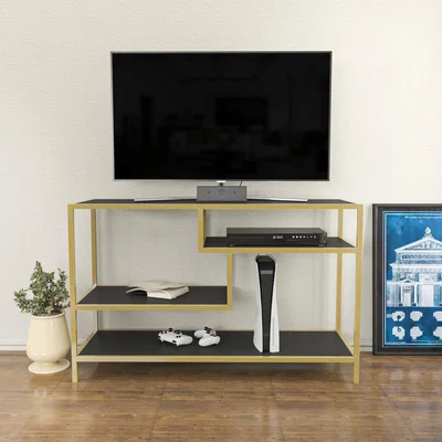 The Range Robbins 120 cm Wide Tv Stand Anthracite and Gold - Anthracite