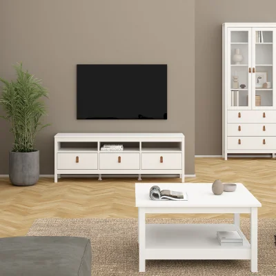 The Range Barcelona TV Unit 3 Drawers in Matt Black - White