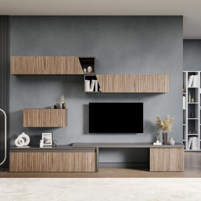 The Range Glasgow Wall Mounted Entertainment Center - Black and Alina Pattern
