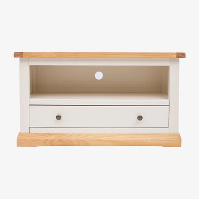 The Range Trevi 1 Drawer TV Stand - White / Brass Knob