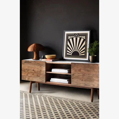 Rockett St George Acacia Wood & Marble TV Unit