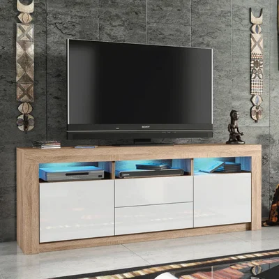The Range TV Unit 160cm - Oak - Colour: Oak Body & White Gloss Doors