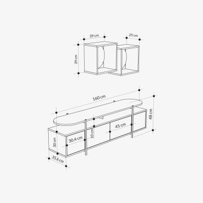 The Range Hanley Modern Tv Unit With Wall Storage Unit - Oak