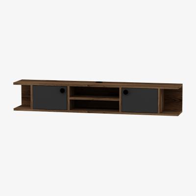 The Range Joe Floating TV Stand with Shelves and Cabinets - Light Walnut - Anthracite