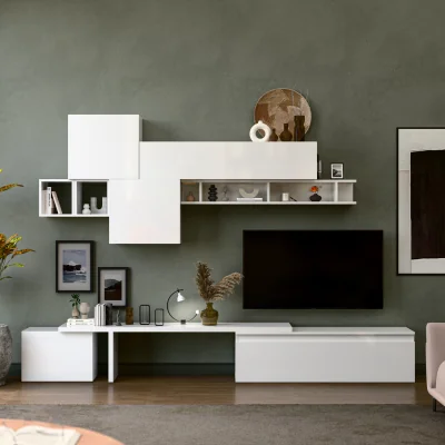 The Range Bilbao Wall Mounted Entertainment Center - High gloss White