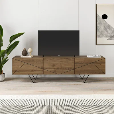 The Range Jakomen Modern TV Unit 3-Door Storage Cabinet - Dark Oak Effect