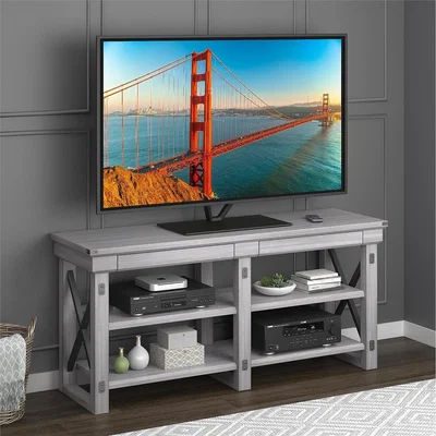 The Range Rustic White Wildwood TV Stand Veneer Table Shelves For Up To 65" - White