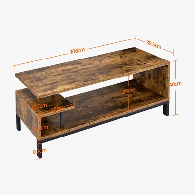 The Range TV Stand with Metal Frame and Storage Shelf - Rustic Brown