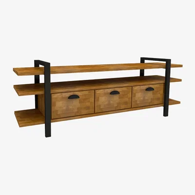 The Range TV Stand Handmade Solid Pine Wood Metal TV Stand and Media Console Miles - Orange