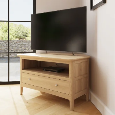 The Range Ash 1 Drawer TV Unit Ready Assembled Brushed Handles Cable Hole - Ash