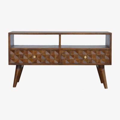 The Range Chestnut Diamond Carved TV Unit - Orange