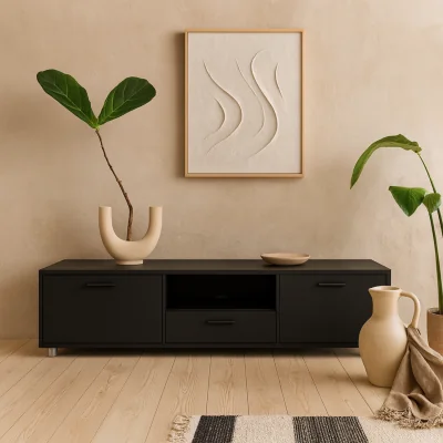The Range Nagoya Compact TV Unit 2 Doors 1 Drawer 1 Shelf - Black